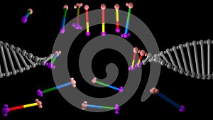 DNA molecule structure repair, editing and manipulation. CRISPR . 3d rendering illustration view 1