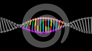 DNA molecule structure repair, editing and manipulation. CRISPR . 3d rendering illustration view 4