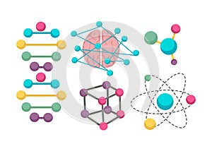 DNA molecule vector icons for science in molecular genetics scientific research