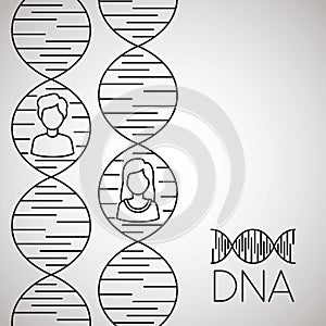 Dna molecule with woman and man