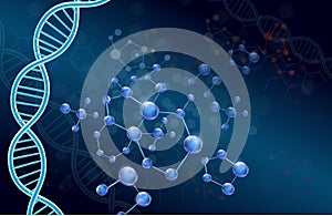 Dna and Moleculer on blue background