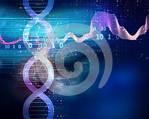 Dna molecules on abstract technology background