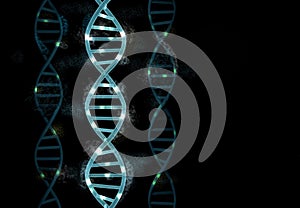 DNA molecules structure on black background