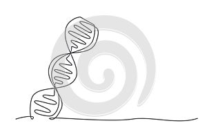 DNA One line drawing on white background