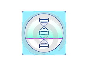 DNA recognition, icon. Biometric scanning system for human biomaterial, interface of person identification