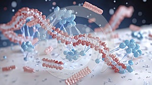 Dna replication visualized with leading and lagging strand synthesis and Okazaki fragments photo