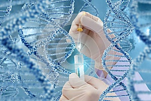 DNA research with a sample.