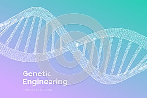 DNA sequence. Concept binary code human genome. Wireframe digital DNA molecules structure mesh. Artifical intelegence DNA code