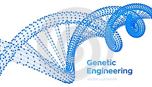 DNA sequence. Wireframe DNA molecules structure mesh. DNA code editable template. Science and Technology concept. Vector