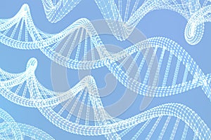 DNA sequence. Wireframe DNA molecules structure mesh. DNA code editable template. Science and Technology concept. Vector