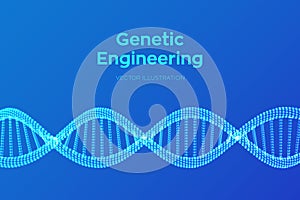 DNA sequence. Wireframe DNA molecules structure mesh. DNA code editable template. Science and Technology concept. Vector