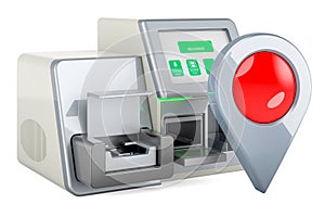 DNA sequencer with map pointer, 3D rendering