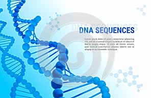 DNA sequences abstract light blue background template for presentation, poster, web. Color vector illustration