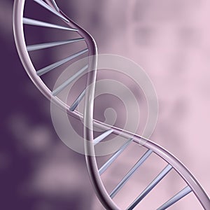 DNA shiny helix and blurred purple violet background.