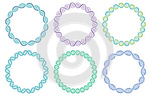 DNA spiral frame set. Human genome helix isolated on white background. Genetic concept for science or medicine
