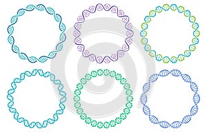 DNA spiral frame set. Human genome helix isolated on white background. Genetic concept for science or medicine