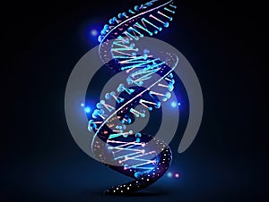 A DNA spiral, a spiral loop of a gene molecule, a three-dimensional cell of a genetic chromosome. The spiral of the DNA molecule