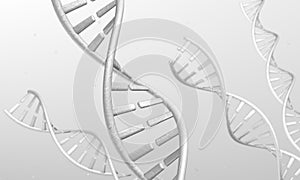 DNA spirals on a gray background. 3d render