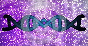 DNA strand and binary coding, scientific data processing image