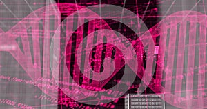 DNA strand and binary coding, scientific data processing image