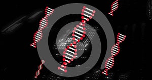 DNA strand and binary coding, scientific data processing image