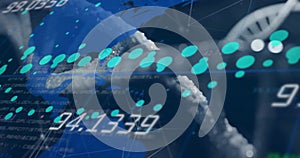 DNA strand and binary coding, scientific data processing image