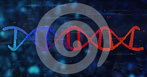 DNA strand and binary coding, scientific data processing image