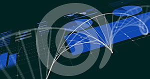 DNA strand and data visualization image over world map and charts