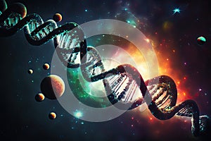 dna strand, Double Helix in Space, Genetics, Origins of Life, Outerspace, Planets, Chromosomes, Evolution, Science photo