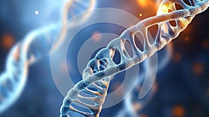 DNA Strand, Genetic Code, Helix Structure, Microscopic View, Scientific Background, Blue, Orange