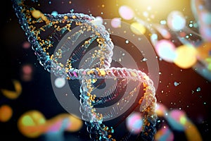 DNA strand image. Medicine and health concept. Genetic and hereditary value. Medical Investigation. Image generated by Ai.