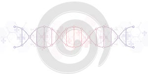 DNA strand and molecular structure. Genetic engineering or laboratory research. Background texture for medical or