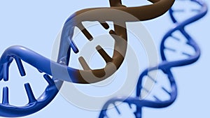 A DNA strand with rust, symbolizes mutation, decay, or damage within genetic material.