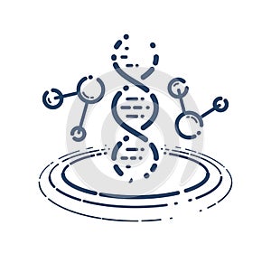 DNA strand vector simple linear icon, science biology and biotechnology line art symbol.