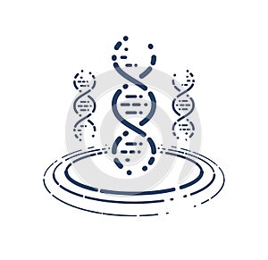 DNA strand vector simple linear icon, science biology and biotechnology line art symbol.