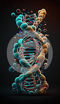 DNA structure on black background. 3d illustration. 3d rendering