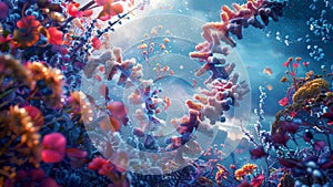 DNA structure on science background. Abstract luminous DNA molecule. science and medicine.