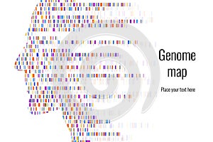 Dna test infographic. Vector illustration. Genome sequence map. Template for your design. Background, wallpaper