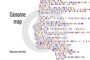 Dna test infographic. Vector illustration. Genome sequence map. Template for your design. Background, wallpaper