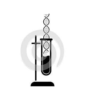 Dna and test-tube icon. Symbol of medical or chemical laboratory. Lab logo