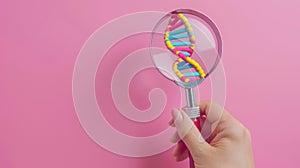The DNA Under Magnifying Glass.AI generated image photo