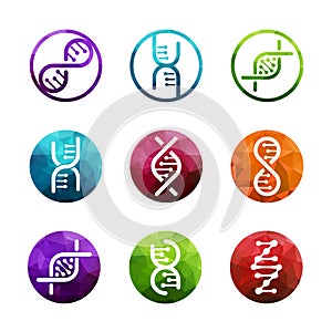 DNA vector logo collection isolated. Deoxyribonucleic acid icons set. EPS10