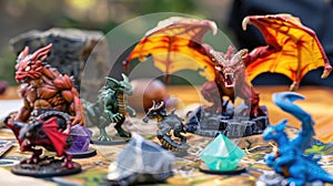 DND figures with various characters and fantasy creatures.