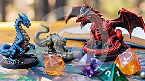 DND figures with various characters and fantasy creatures.