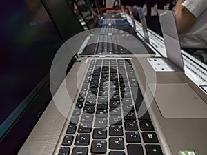 Laptops in electronics store