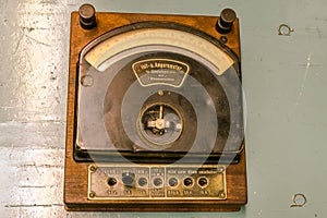 Dnepr, Ukraine - March 30, 2017:An old retro volt meter, an ammeter