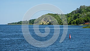 Dnipro river shores summer landscape  Kaniv water Reservoir  Kyiv Region  Ukraine