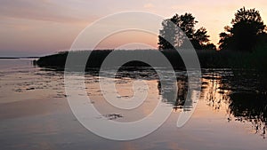 Dnipro river summer sunset landscape, Ukraine