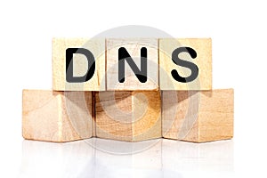 DNS -Domain Name Server inscription on wooden cubes