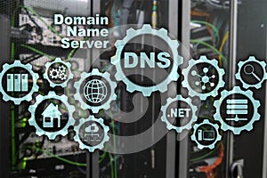 DNS. Domain Name System. Network Web Communication. Internet and digital technology concept.